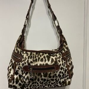 Kathy Van Zeeland Animal Print Shoulder Bag with Brown Accents